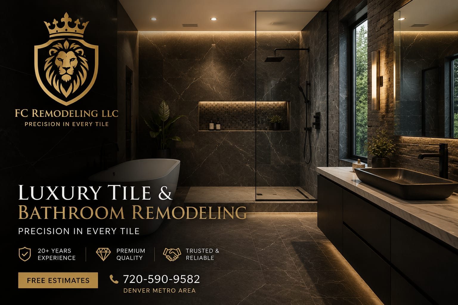 Luxury custom tile bathroom remodel in Denver